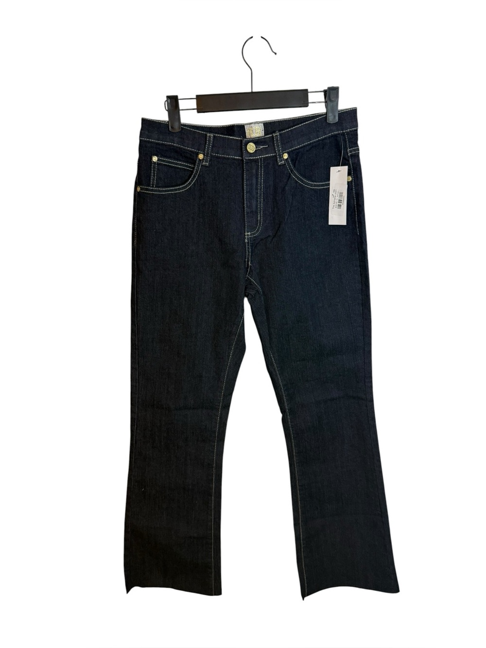 NWT Boo Gemes Dark Indigo Adriana Bootcut Raw Hem Jeans